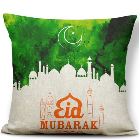 Eid Mubarak Pillow Covers 18x18 Decorative Linen Pillow Covers - Picture 1 of 3